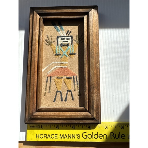 Vintage Navajo Sand Painting Art James Joe Native American Healing God 7.5X4.5" - Picture 11 of 11